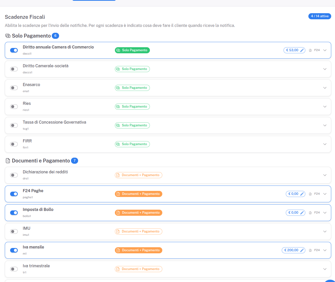 Sistema notifiche fiscali automatiche - Gestione scadenze per cliente